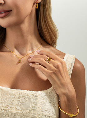 欧美跨境时尚简约水滴形吊坠项链