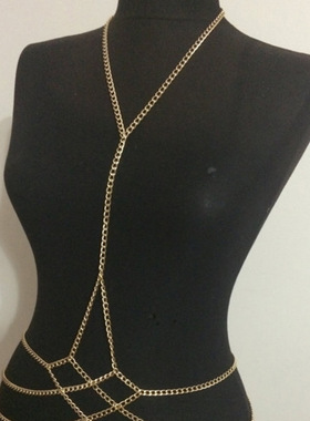 热销欧美性感链条身体链 腰链一体链 简约时尚外贸饰品