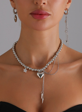 欧美跨境饰品INS金属设计感爱心