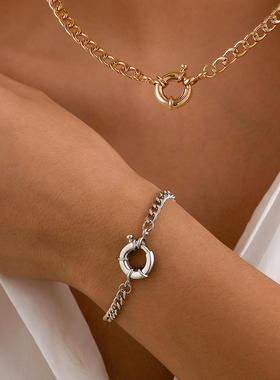 欧美跨境简约单层锁骨十字链项链