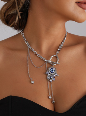 欧美跨境饰品镂空手掌恶魔之眼流