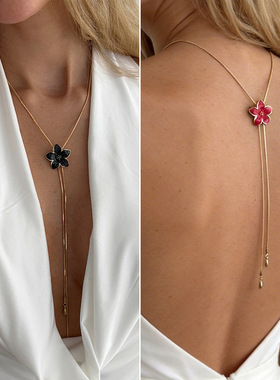 欧美跨境田园彩色滴油花朵吊坠项