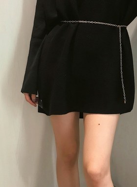 欧美跨境饰品性感流苏亮片百搭身体链女简约单层几何链条腰链