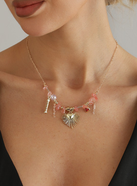 欧美跨境饰品月牙星星流苏项链女