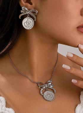 欧美跨境BowNecklace蝴蝶结珍珠