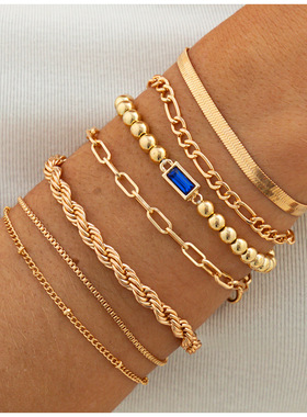 欧美跨境叠戴高级感彩色宝石串珠