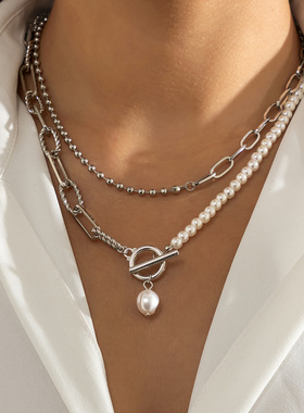 欧美跨境饰品小众仿珍珠OT扣流苏