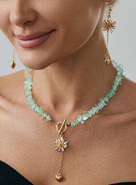 欧美跨境度假风碎石锁骨链项饰套