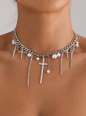 欧美跨境饰品ins风镶钻十字架