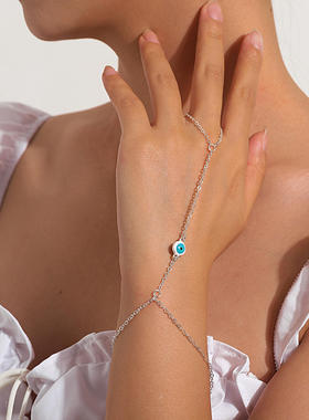 欧美跨境饰品 热卖流行恶魔之眼手链女 简约金属链条手工手串首饰