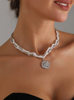 欧美跨境饰品芒星吊坠缠绕珍珠