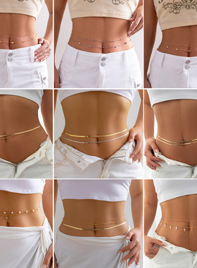 街拍时尚单层金属腰链性感个性蛇骨链条身体链欧美跨境饰品