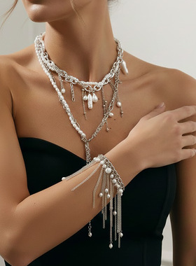 欧美跨境法式巴洛克ins仿珍珠项