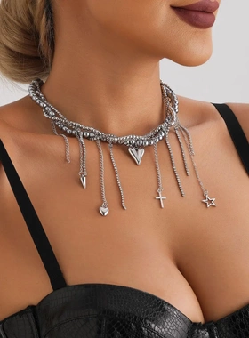 欧美跨境饰品ins甜酷风爱心水晶