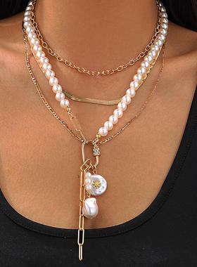 欧美跨境时尚感多层巴洛克仿珍珠