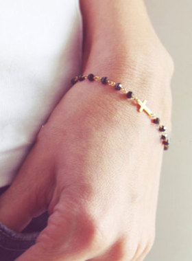 欧美小众十字架松石串珠手链