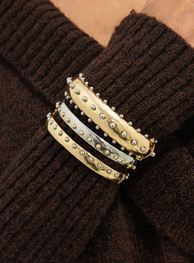 欧美跨境个性撞色弹簧扣手镯套装