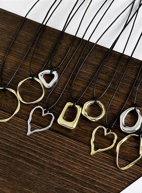 个性不规则心形镂空吊坠项链女