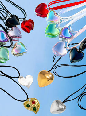 欧美跨境饰品甜酷夸张心形吊坠