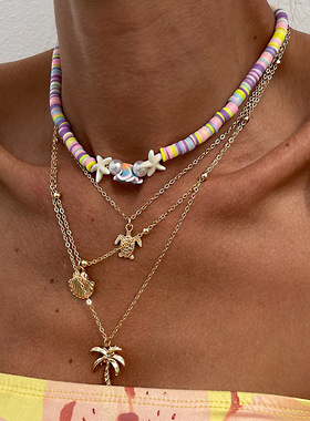 欧美跨境饰品时尚海洋风软陶贝壳