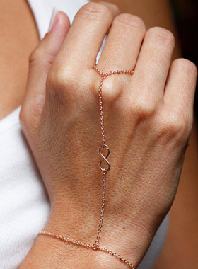 新品欧美跨境街拍连指手链幸运8