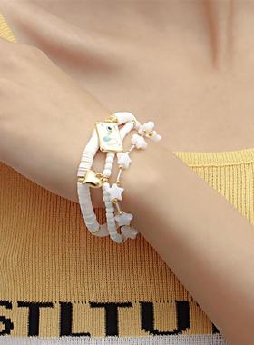 波西米亚白色软陶米珠手链套装