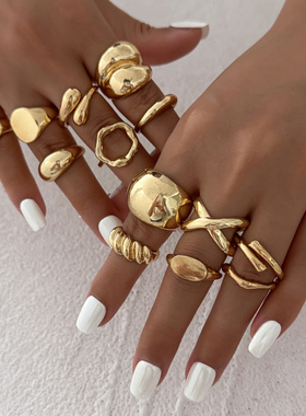 欧美跨境夸张交叉螺纹光面关节戒