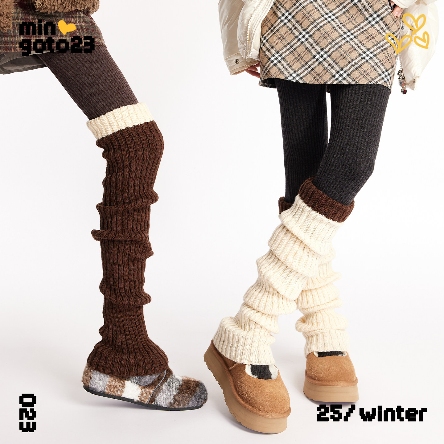 白色过膝袜套拼接拼色韩系复古加厚保暖护膝护腿长筒套女款秋冬