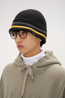 山系潮流毛线渔夫帽条纹毛线盆帽