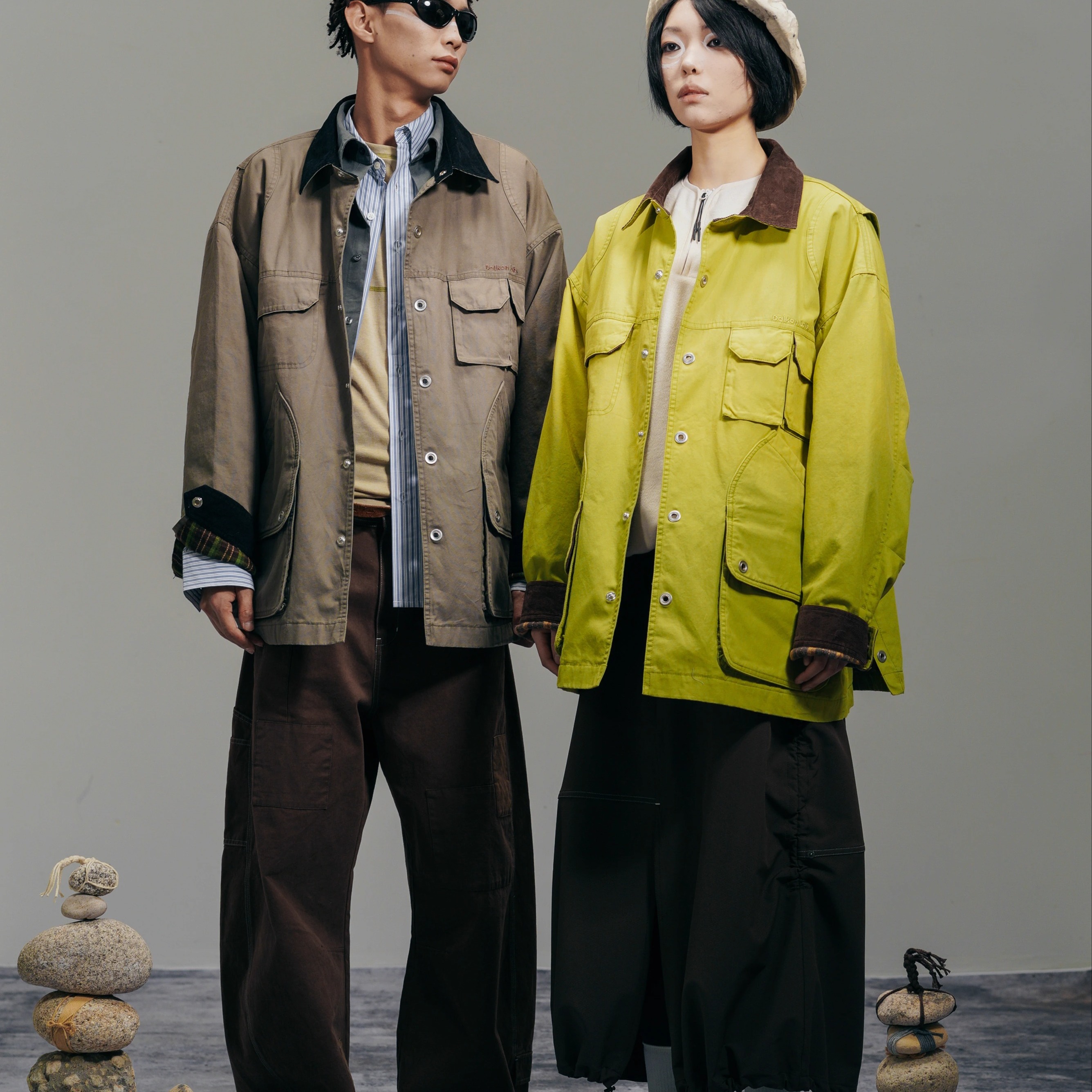 DAIKON复古多口袋渐变色夹克