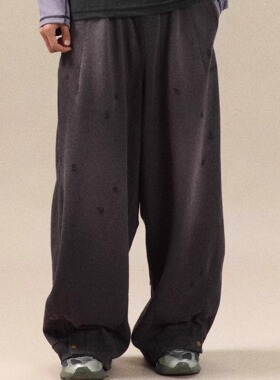 DAIKON Lab.25aw复古水洗做旧炒色手工破洞宽松廓形休闲长裤卫裤