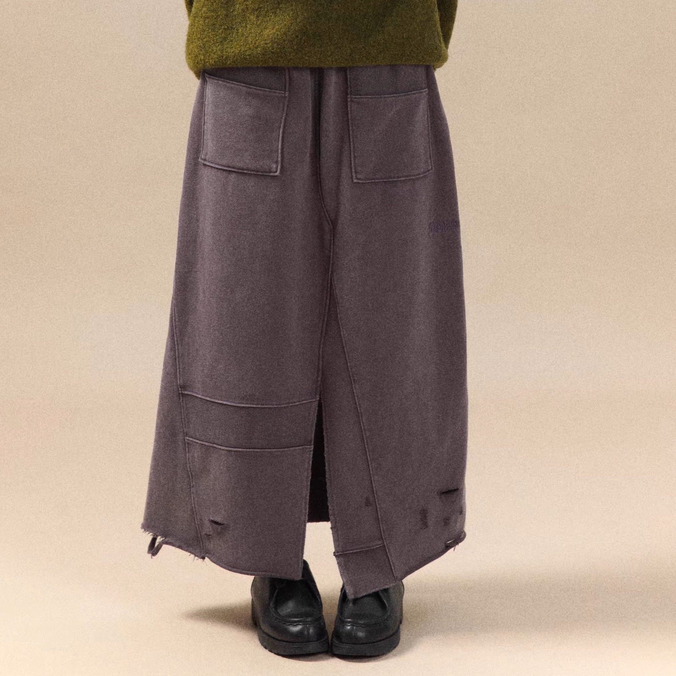 DAIKON水洗做旧磨损开衩半身裙