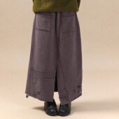 DAIKON Lab.25aw水洗做旧磨损拼接保暖宽松休闲开衩卫衣裙半身裙