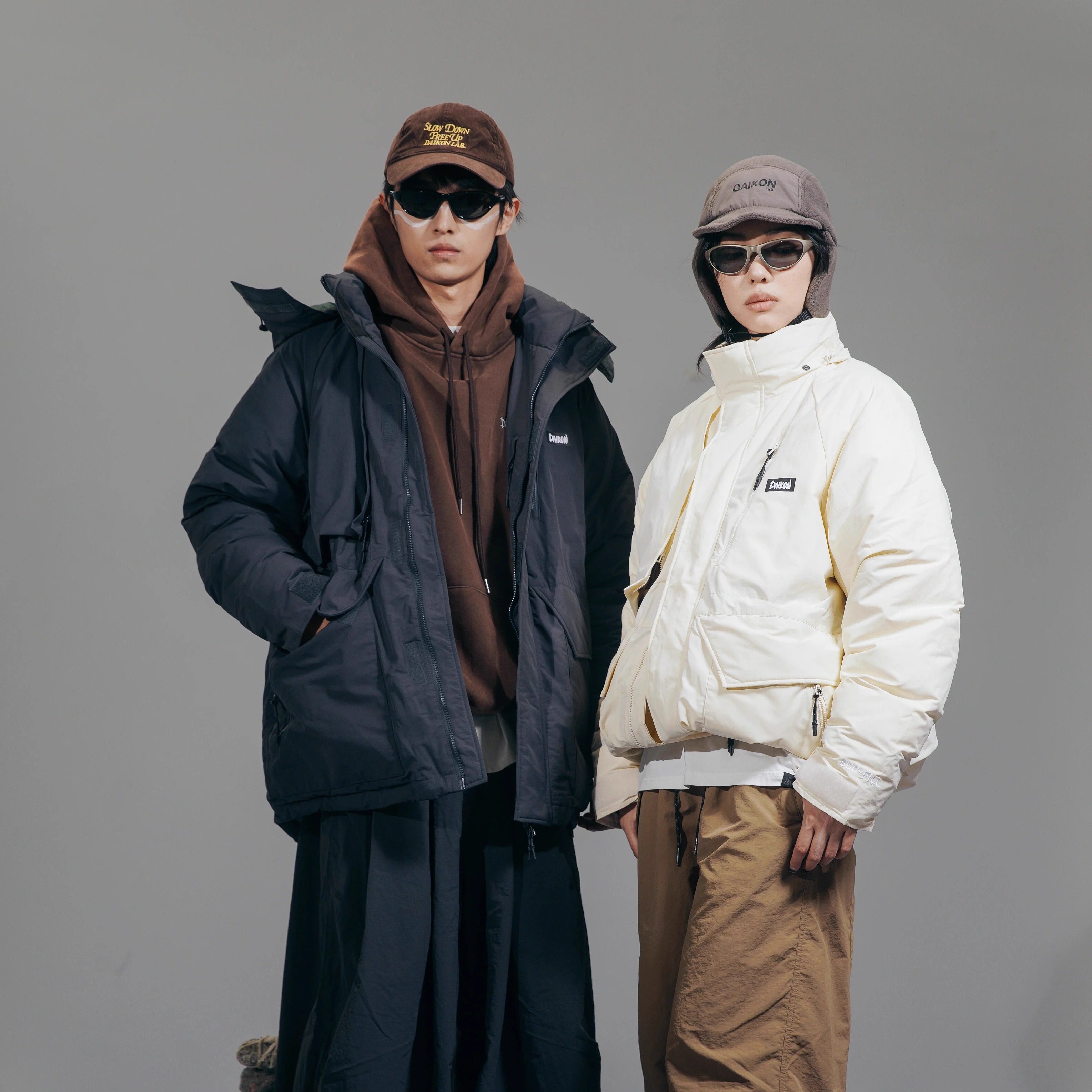 DAIKONLab复古连帽羽绒服立领