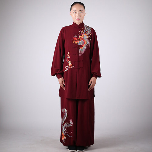 马蕾太极女士中长款刺绣表演服