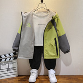 男童2025新款 外套加绒中大童两面穿上衣春秋风衣双面穿冲锋衣 秋季