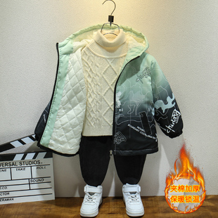 男童外套秋冬款2025新款加棉儿童冲锋衣中大童加厚夹棉百搭冬装潮