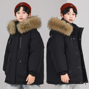 儿童羽绒服男款冬季新款工装派克服男童冬装大童加厚保暖防寒外套