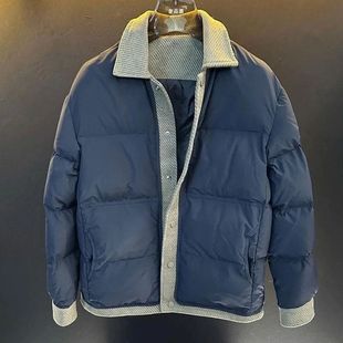 设计感拼接翻领宽松棉服 新款 轻奢痞帅气质加厚男装 外套2025秋冬季