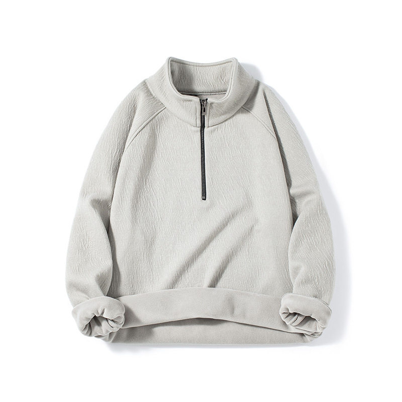 A662  加绒美式立领半拉链卫衣男秋冬季衣服无帽长袖内搭打底衫