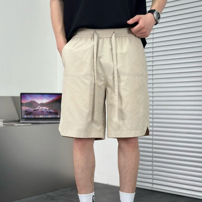 跨境专供激光打孔透气休闲短裤男简约时尚百搭宽松速干冰丝,男装,短裤,淘宝优惠券,粉丝福利购,淘宝优惠卷