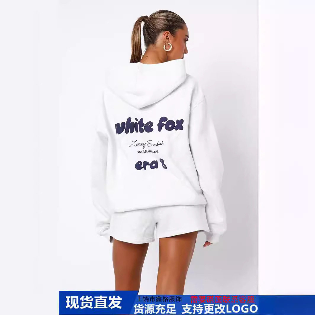 热卖新欧美女士跨境春秋冬卫衣套装时尚运动长袖套头连帽卫衣两件