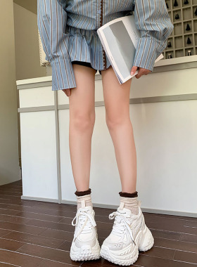 2502 12cm增高女鞋2025年新款小白鞋内增高女厚底内增高老爹鞋女