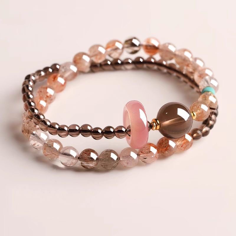 天然水晶黑金超七茶晶转运珠手链汉服双圈手串DIY礼物送女友闺蜜,饰品/流行首饰/时尚饰品新,DIY配件,淘宝优惠券,粉丝福利购,淘宝优惠卷