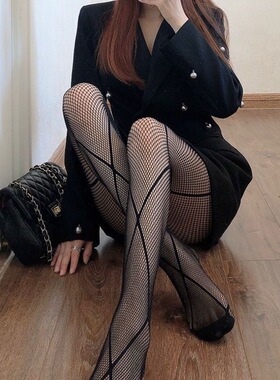 日系菱形jk黑丝纯欲风渔网袜女打底裤哥特式风性感黑色丝袜