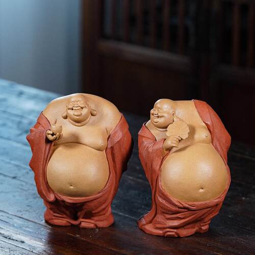 泥生大家（吃茶去）黄龙山原矿紫砂茶宠雕塑摆件14 13 19
