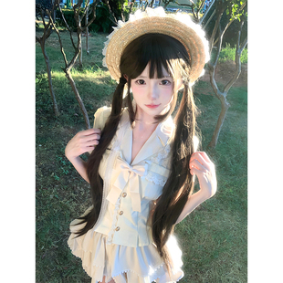 蛋糕短裙两件套 学院风甜美可爱套装 女夏季 2025新款 小个子收腰衬衫