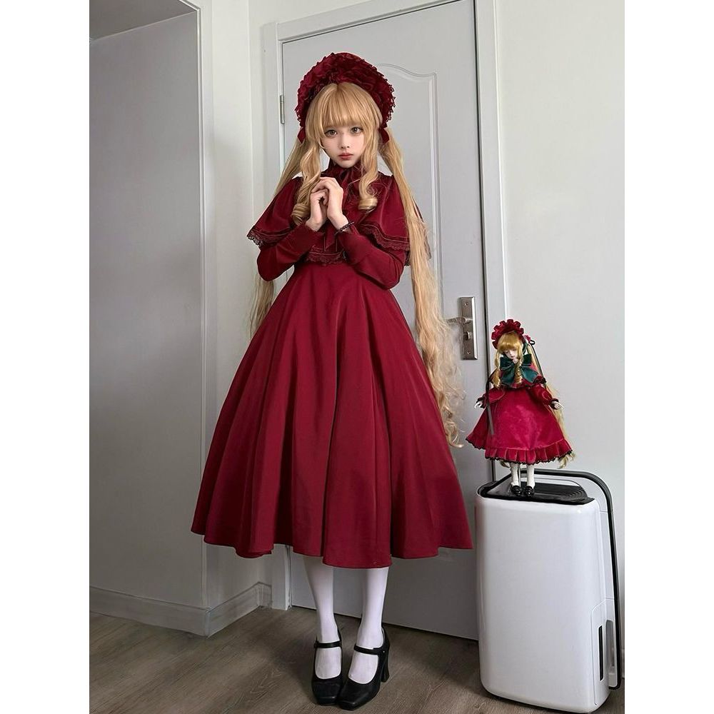 亚斯兰祝福 2025年秋季新款cla系修身七片裁收腰大裙摆斗篷套装