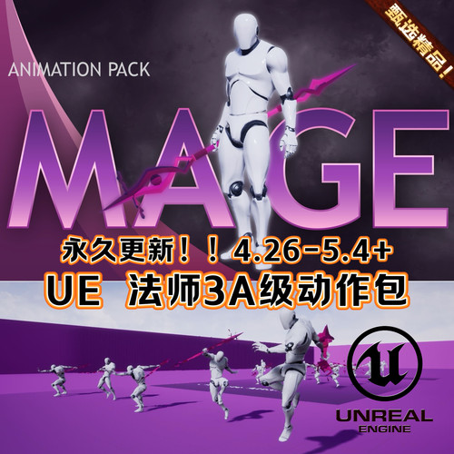 UE4UE5虚幻 Mage Animation Pack 法师游戏角色动作动画 永久更新