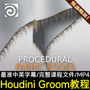 Houdini 素材 Groom教程VEX****化织物边缘生成教程毛发变形拓扑
